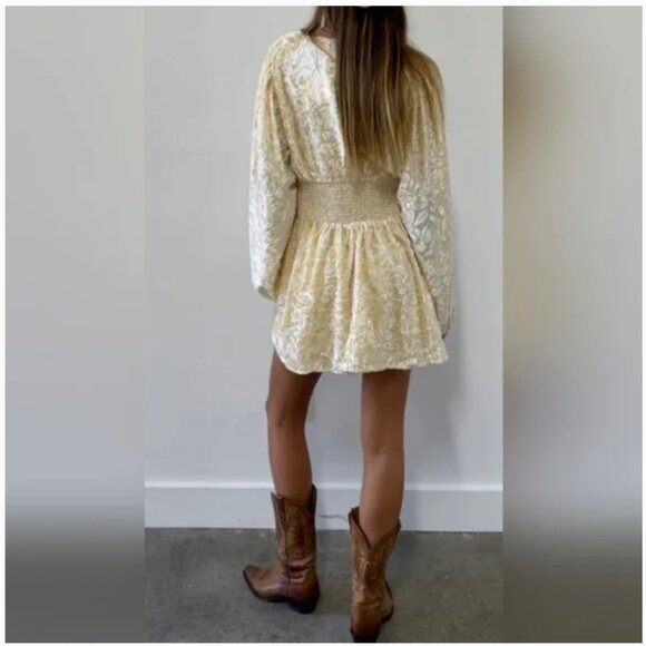 Free People NWT Jen Rossi Velvet Gold Mini Dress size XL - Picture 2 of 7